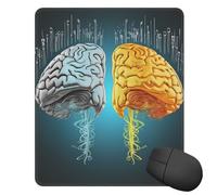 Tappetino per mouse quadrato con base in gomma antiscivolo, funzioni cervello sinistro e destro, tappetino per mouse con bordo cucito, 25,4 x 30,5 cm, tappetino per mouse wireless per computer