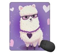 Tappetino per mouse quadrato con base in gomma antiscivolo Love Alpaca viola tappetino per mouse con bordo cucito 25,4 x 30,5 cm, tappetino per mouse wireless per computer portatile, casa, ufficio