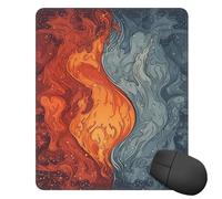 Tappetino per mouse quadrato con base in gomma antiscivolo, motivo acqua e fuoco, tappetino per mouse con bordo cucito, 25,4 x 30,5 cm, tappetino per mouse wireless per computer, laptop, casa, ufficio