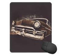Tappetino per mouse quadrato con base in gomma antiscivolo, motivo: auto americana, marrone, con bordo cucito, 25,4 x 30,5 cm, tappetino per mouse da gioco, per computer, laptop, casa, ufficio