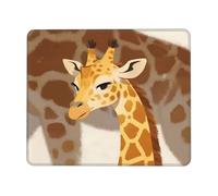 Tappetino per mouse quadrato con base in gomma antiscivolo, motivo giraffa, per ufficio, computer, 20 x 26,2 cm