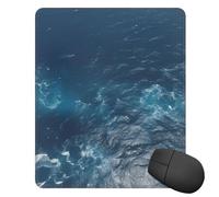 Tappetino per mouse quadrato con base in gomma antiscivolo, motivo: mare visto dalla parte superiore, tappetino per mouse con bordo cucito, 25,4 x 30,5 cm, tappetino per mouse wireless per computer