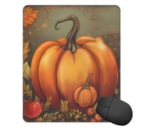 Tappetino per mouse quadrato con base in gomma antiscivolo, motivo Punmpkin per il giorno del Ringraziamento, con bordo cucito, 25,4 x 30,5 cm, tappetino per mouse wireless per computer, laptop, casa