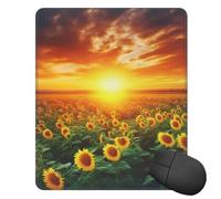 Tappetino per mouse quadrato con base in gomma antiscivolo, motivo: tramonto di un campo di girasoli, tappetino per mouse con bordo cucito, 25,4 x 30,5 cm, tappetino per mouse wireless per computer