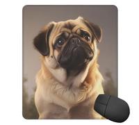 Tappetino per mouse quadrato con base in gomma antiscivolo, simpatico cane carlino, con bordo cucito, 25,4 x 30,5 cm, tappetino per mouse wireless per computer, laptop, casa, ufficio