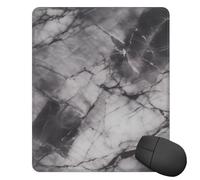 Tappetino per mouse quadrato con base in gomma antiscivolo, tappetino per mouse in marmo nero chiaro con bordo cucito, 25,4 x 30,5 cm, tappetino per mouse wireless per computer, laptop, casa, ufficio