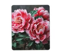 Tappetino per mouse quadrato con bellissimo fiore di peonia, con base in gomma antiscivolo, tappetino per mouse personalizzato per mouse wireless, laptop, accessori da scrivania da ufficio, tappetino