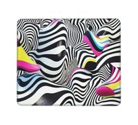 Tappetino per mouse quadrato con bordi cuciti, 17,8 x 21,8 cm, piccolo tappetino per mouse wireless, tappetino per mouse Zebra Op Art per laptop, giochi, ufficio e decorazione domestica
