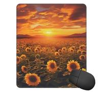 Tappetino per mouse quadrato con campo di girasole e tramonto tappetino per mouse con base in gomma 25,4 x 30,5 cm, tappetino per mouse wireless antiscivolo, per laptop, accessori da scrivania da