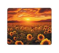 Tappetino per mouse quadrato con campo di girasole e tramonto, tappetino per mouse con base in gomma, tappetino per mouse wireless antiscivolo, per laptop, accessori da scrivania, tappetino per mouse