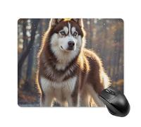 Tappetino per mouse quadrato con cane Husky, tappetino per mouse portatile con base in gomma antiscivolo, 18 x 22 cm, ultra sottile, per computer, laptop, accessori da scrivania da ufficio
