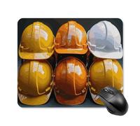 Tappetino per mouse quadrato con caschi da costruzione, tappetino per mouse portatile con base in gomma antiscivolo, 25 x 30 cm, ultra sottile, per computer, laptop, accessori da scrivania da ufficio