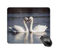 Tappetino per mouse quadrato con cigno bianco romantico, ultra sottile, superficie liscia e base in gomma antiscivolo, impermeabile, confortevole, per computer portatili, 25 x 30 cm