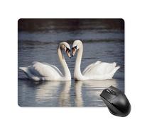 Tappetino per mouse quadrato con cigno bianco romantico, ultra sottile, superficie liscia e base in gomma antiscivolo, impermeabile, confortevole, per computer portatili, 18 x 22 cm