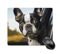 Tappetino per mouse quadrato con cucciolo di cane Boston Terrier, tappetino per mouse portatile con base in gomma antiscivolo, 18 x 22 cm, ultra sottile, per computer, laptop, accessori da scrivania