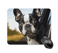 Tappetino per mouse quadrato con cucciolo di cane Boston Terrier, tappetino per mouse portatile con base in gomma antiscivolo, 20 x 25 cm, ultra sottile, per computer, laptop, accessori da scrivania