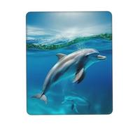 Tappetino per mouse quadrato con delfino che nuota nel mare blu, tappetino per mouse con base in gomma antiscivolo, tappetino per mouse personalizzato per mouse wireless, laptop, accessori da