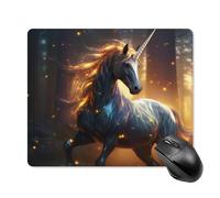 Tappetino per mouse quadrato con design magico Unicorn, tappetino per mouse da gioco con base in gomma antiscivolo, 18 * 22 cm