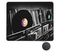 Tappetino per mouse quadrato con dischi in vinile e base in gomma antiscivolo, 7 x 8,6 pollici, per mouse wireless, laptop, ufficio, scrivania, accessori