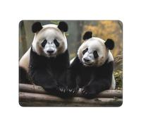 Tappetino per mouse quadrato con due grandi panda, con base in gomma antiscivolo, 25,4 x 30,5 cm, tappetino per mouse personalizzato per mouse wireless per laptop accessori da scrivania da ufficio
