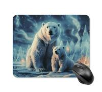 Tappetino per mouse quadrato con due orsi polari, tappetino per mouse portatile con base in gomma antiscivolo, 20 x 25 cm, ultra sottile, per computer, laptop, accessori da scrivania da ufficio