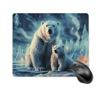 Tappetino per mouse quadrato con due orsi polari, tappetino per mouse portatile con base in gomma antiscivolo, 18 x 22 cm, ultra sottile, per computer, laptop, accessori da scrivania da ufficio