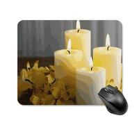 Tappetino per mouse quadrato con farfalla gialla con candele bianche, tappetino per mouse portatile con base in gomma antiscivolo, 20 x 25 cm, ultra sottile, per computer, laptop, accessori da