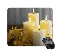 Tappetino per mouse quadrato con farfalla gialla con candele bianche, tappetino per mouse portatile con base in gomma antiscivolo, 25 x 30 cm, ultra sottile, per computer, laptop, accessori da