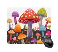 Tappetino per mouse quadrato con fungo colorato, ultra sottile, superficie liscia e base in gomma antiscivolo, impermeabile, confortevole, per computer portatili, 18 x 22 cm