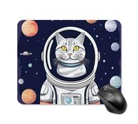 Tappetino per mouse quadrato con gatto in spaziosità, tappetino per mouse portatile con base in gomma antiscivolo, 20 x 25 cm, ultra sottile, per computer, laptop, accessori da scrivania da ufficio
