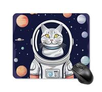Tappetino per mouse quadrato con gatto in spaziosità, tappetino per mouse portatile con base in gomma antiscivolo, 25 x 30 cm, ultra sottile, per computer, laptop, accessori da scrivania da ufficio