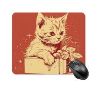 Tappetino per mouse quadrato con gatto sdraiato sulla scatola, tappetino per mouse portatile con base in gomma antiscivolo, 25 x 30 cm, ultra sottile, per computer, laptop, accessori da scrivania da