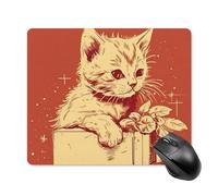 Tappetino per mouse quadrato con gatto sdraiato sulla scatola, tappetino per mouse portatile con base in gomma antiscivolo, 18 x 22 cm, ultra sottile, per computer, laptop, accessori da scrivania da