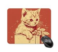 Tappetino per mouse quadrato con gatto sdraiato sulla scatola, tappetino per mouse portatile con base in gomma antiscivolo, 20 x 25 cm, ultra sottile, per computer, laptop, accessori da scrivania da