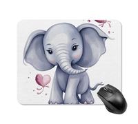 Tappetino per mouse quadrato con grazioso elefante, tappetino per mouse portatile con base in gomma antiscivolo, 20 x 25 cm, ultra sottile, per computer, laptop, accessori da scrivania da ufficio