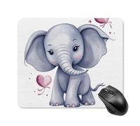 Tappetino per mouse quadrato con grazioso elefante, tappetino per mouse portatile con base in gomma antiscivolo, 25 x 30 cm, ultra sottile, per computer, laptop, accessori da scrivania da ufficio