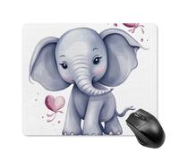 Tappetino per mouse quadrato con grazioso elefante, tappetino per mouse portatile con base in gomma antiscivolo, 18 x 22 cm, ultra sottile, per computer, laptop, accessori da scrivania da ufficio