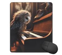 Tappetino per mouse quadrato con gufo che suona il pianoforte, tappetino per mouse con base in gomma, 25,4 x 30,5 cm, tappetino per mouse wireless antiscivolo, per laptop, accessori da scrivania da