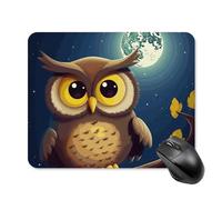 Tappetino per mouse quadrato con gufo e luna gialla, tappetino per mouse portatile con base in gomma antiscivolo, 20 x 25 cm, ultra sottile, per computer, laptop, accessori da scrivania da ufficio