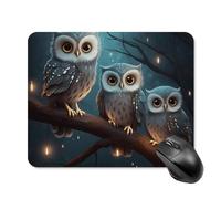 Tappetino per mouse quadrato con gufo sull'albero, tappetino per mouse portatile con base in gomma antiscivolo, 20 x 25 cm, ultra sottile, per computer, laptop, accessori da scrivania da ufficio