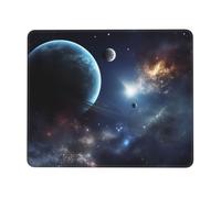 Tappetino per mouse quadrato con luna, stelle e pianeti, con base in gomma, tappetino per mouse senza fili, antiscivolo, per laptop, accessori da scrivania, tappetino per mouse da gioco, 20,1 x 24,1