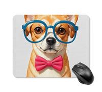 Tappetino per mouse quadrato con morbido papillon, con occhiali grandi, tappetino per mouse portatile con base in gomma antiscivolo, 20 x 25 cm, ultra sottile, per computer, laptop, ufficio, accessori