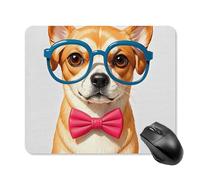 Tappetino per mouse quadrato con morbido papillon, con occhiali grandi, tappetino per mouse portatile con base in gomma antiscivolo, 25 x 30 cm, ultra sottile, per computer, laptop, ufficio, accessori