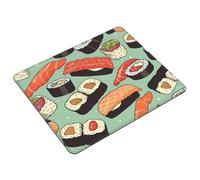 Tappetino per mouse quadrato con motivo sushi con bordi cuciti, tappetino per mouse per computer con base antiscivolo, tappetino per mouse da gioco, grande, lavabile, per casa e ufficio, 25,4 x 30,5