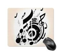 Tappetino per mouse quadrato con note musicali, tappetino per mouse portatile con base in gomma antiscivolo, 18 x 22 cm, ultra sottile, per computer, laptop, accessori da scrivania da ufficio