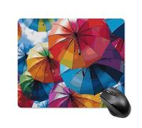 Tappetino per mouse quadrato con ombrello colorato, tappetino per mouse portatile con base in gomma antiscivolo, 18 x 22 cm, ultra sottile, per computer portatile, accessori da scrivania da ufficio