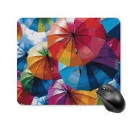 Tappetino per mouse quadrato con ombrello colorato, tappetino per mouse portatile con base in gomma antiscivolo, 25 x 30 cm, ultra sottile, per computer portatile, accessori da scrivania da ufficio