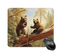 Tappetino per mouse quadrato con orsetti carini che giocano nell'albero, con base in gomma antiscivolo, tappetino per mouse quadrato, per laptop, ufficio, accessori da scrivania, idea regalo, 25 x 30