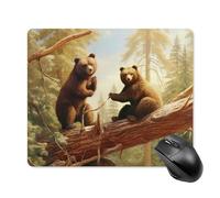 Tappetino per mouse quadrato con orsetti carini che giocano nell'albero, con base in gomma antiscivolo, tappetino per mouse da gioco, tappetino da scrivania per computer portatile, accessori da