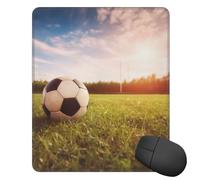Tappetino per mouse quadrato con palla da calcio su un campo, tappetino per mouse con base in gomma, 25,4 x 30,5 cm, tappetino per mouse wireless antiscivolo, per laptop, accessori da scrivania da